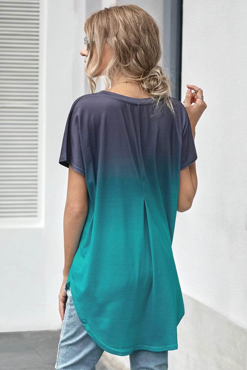 Ombre Color Block Shirt-TOPS / DRESSES-[Adult]-[Female]-Blue Zone Planet