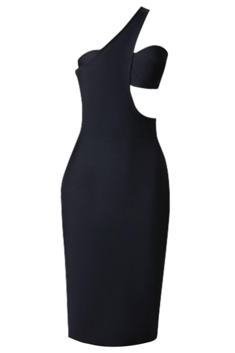One-Shoulder Cutout Bandage Dress-TOPS / DRESSES-[Adult]-[Female]-Blue Zone Planet