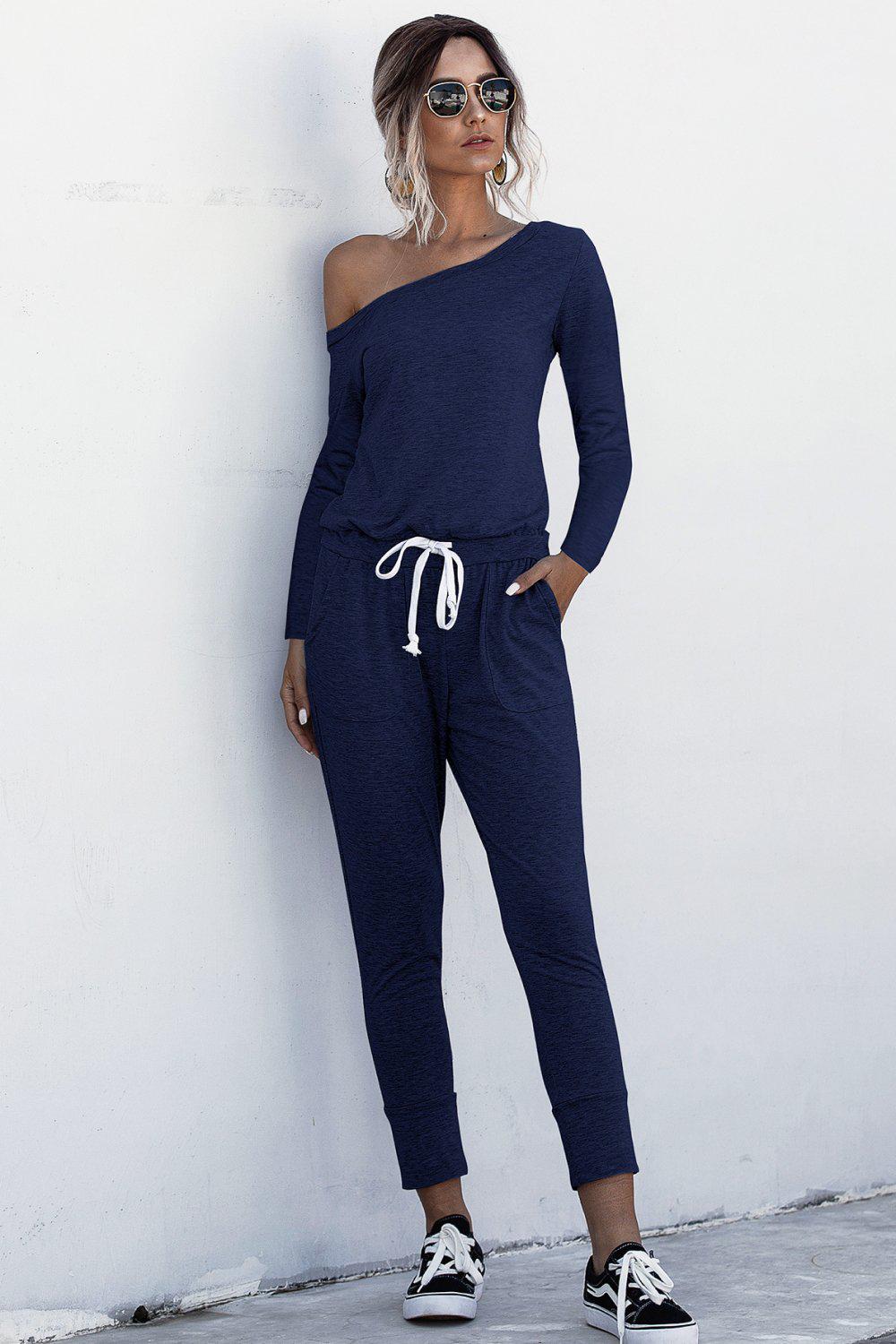 One Shoulder Tied Jumpsuit BLUE ZONE PLANET