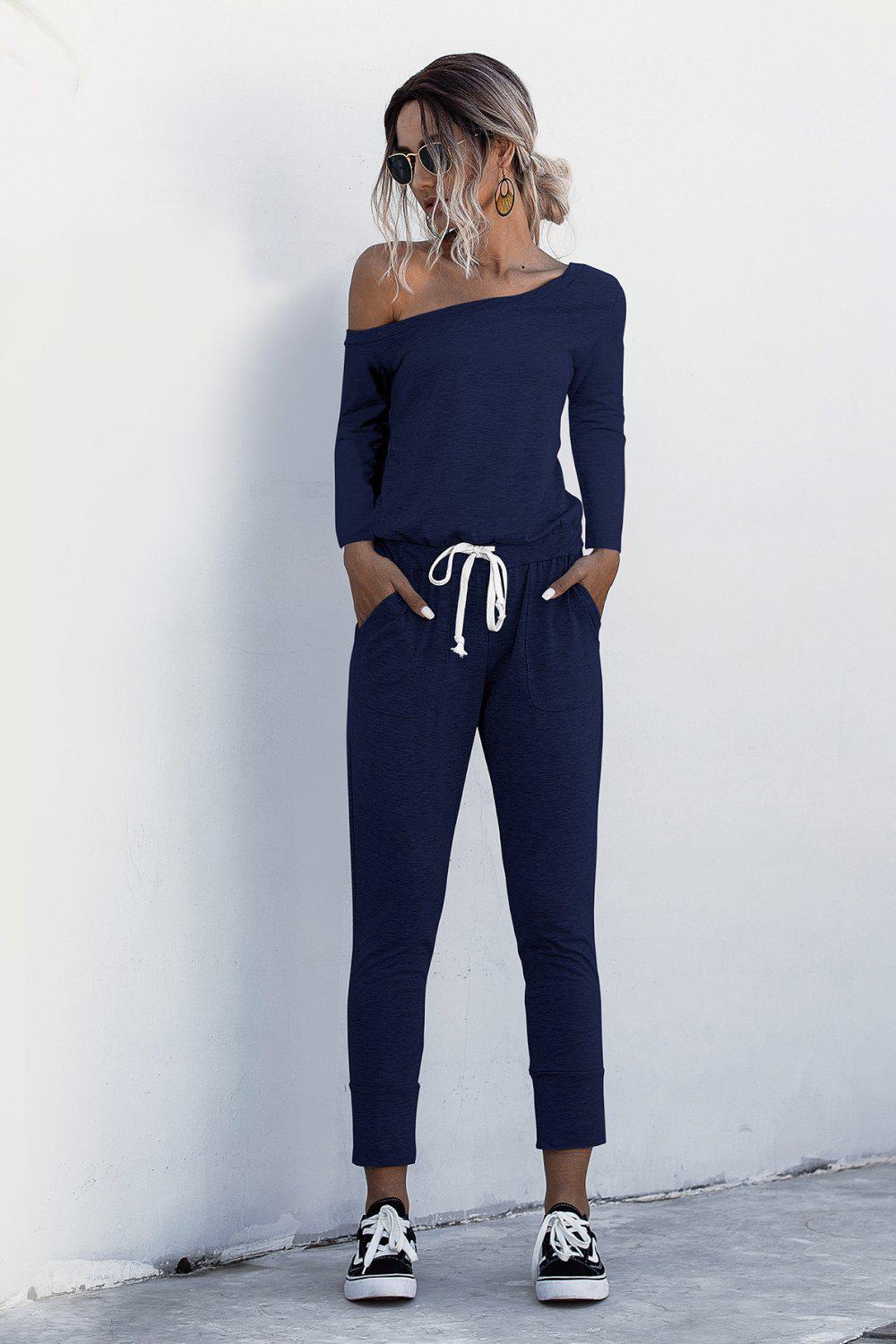 One Shoulder Tied Jumpsuit BLUE ZONE PLANET