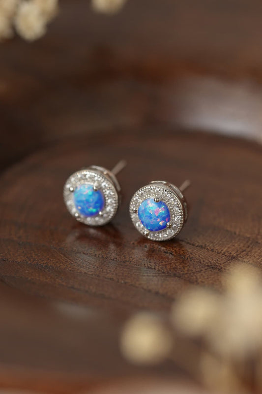 Opal 4-Prong Round Stud Earrings BLUE ZONE PLANET