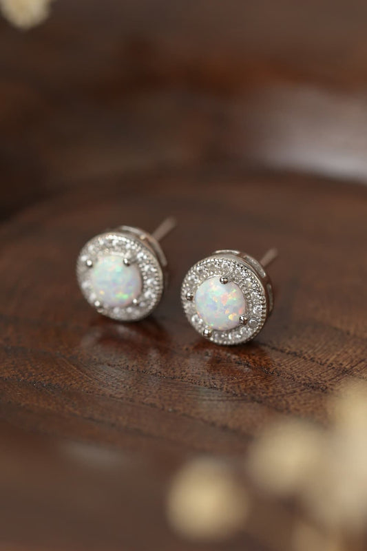 Opal 4-Prong Round Stud Earrings BLUE ZONE PLANET