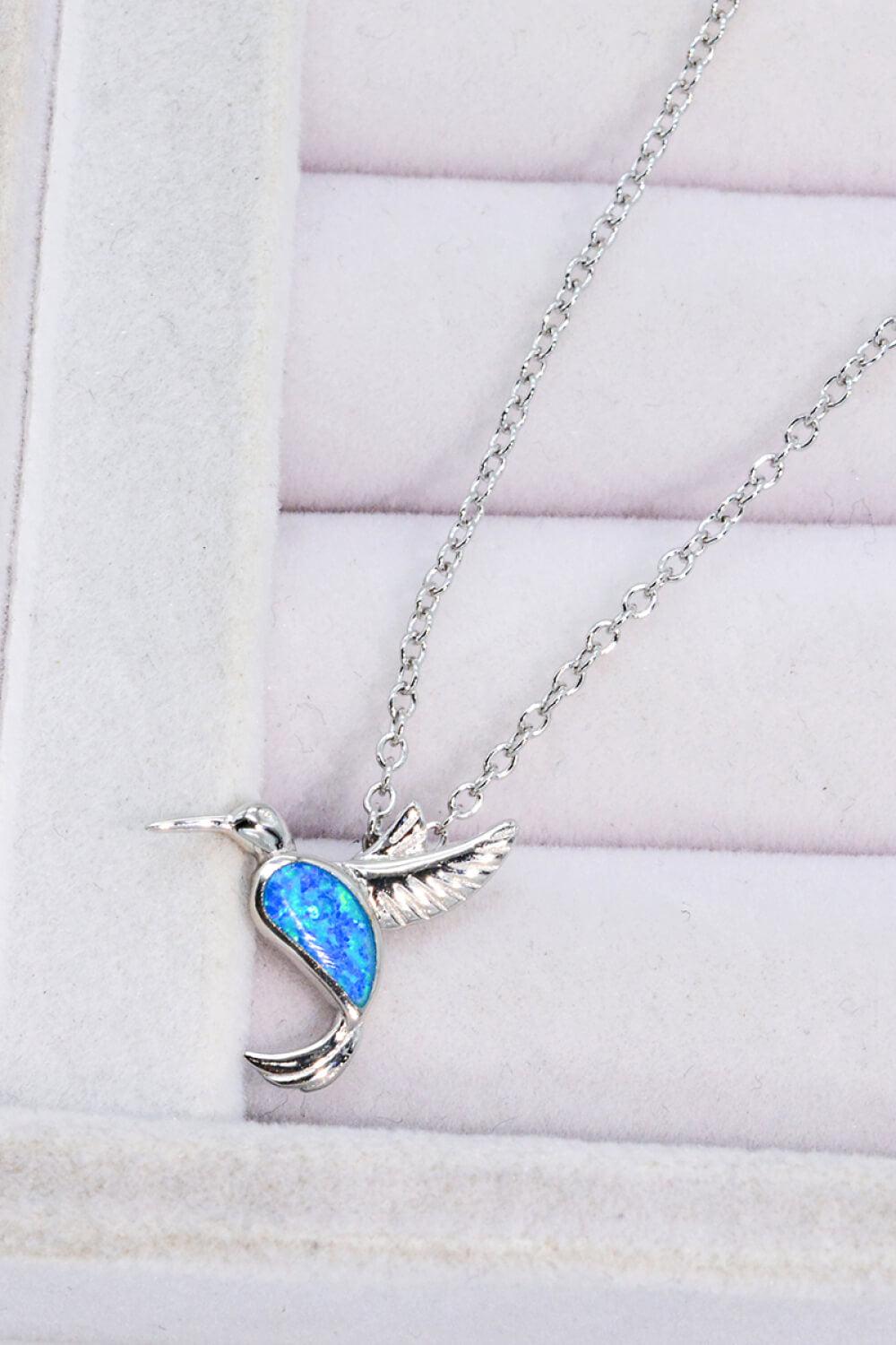 Opal Bird 925 Sterling Silver Necklace-TOPS / DRESSES-[Adult]-[Female]-Cobalt Blue-One Size-2022 Online Blue Zone Planet