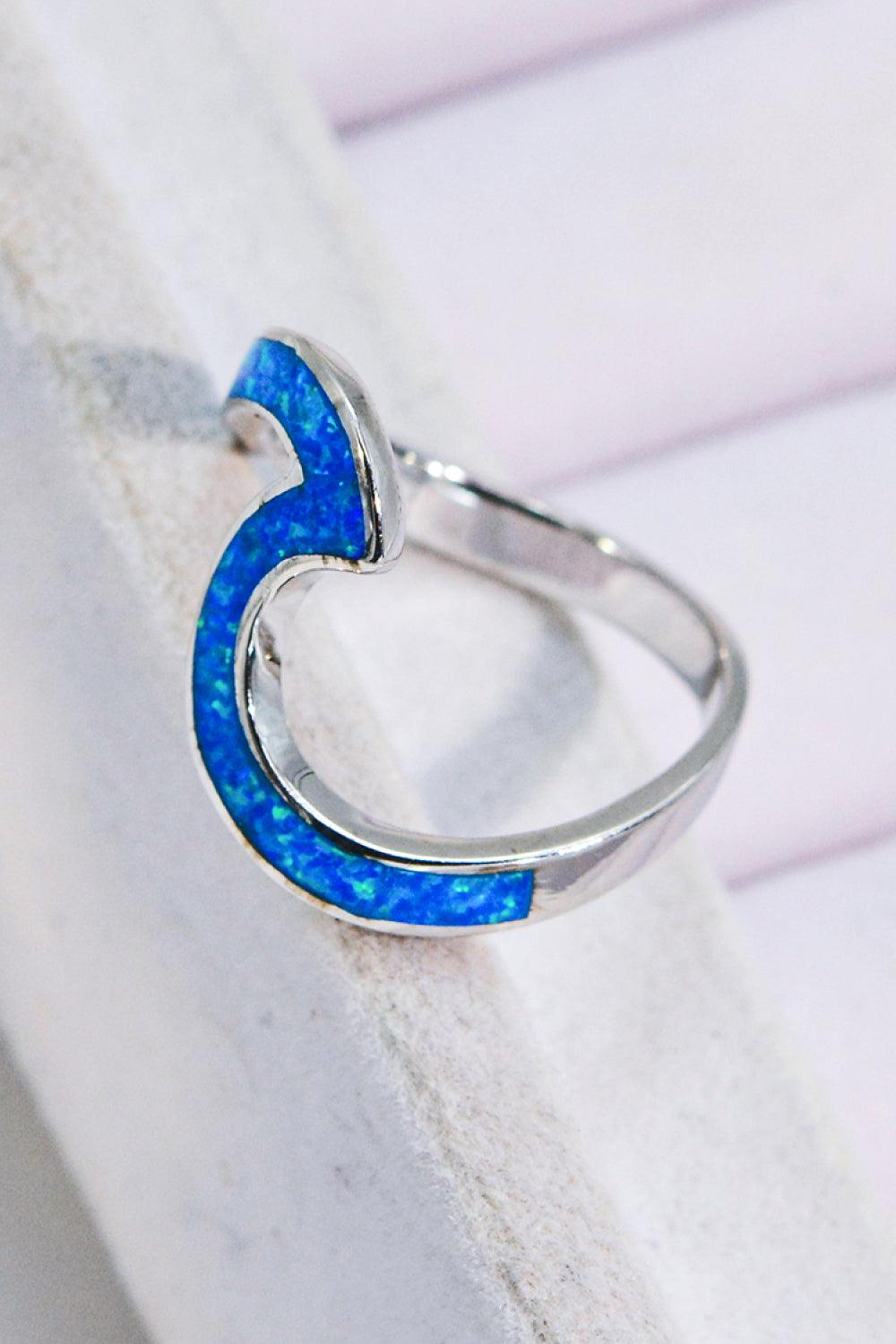 Opal Contrast 925 Sterling Silver Ring BLUE ZONE PLANET