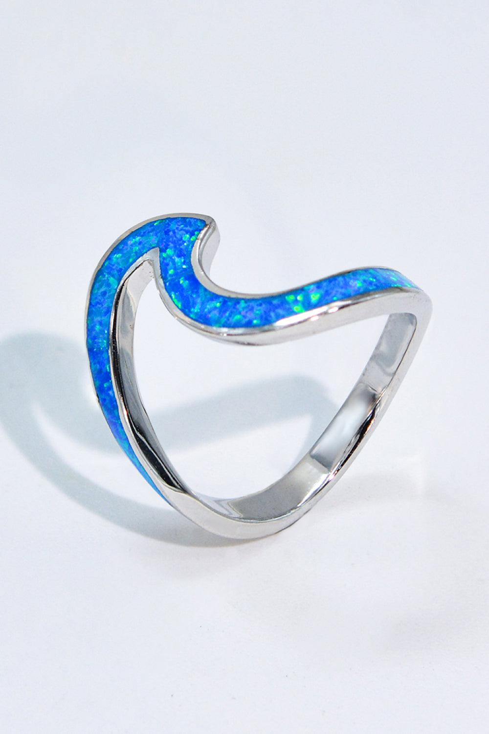 Opal Contrast 925 Sterling Silver Ring BLUE ZONE PLANET