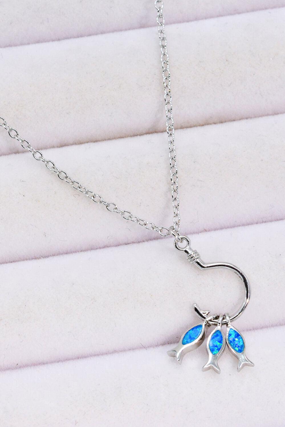 Opal Fish 925 Sterling Silver Necklace BLUE ZONE PLANET