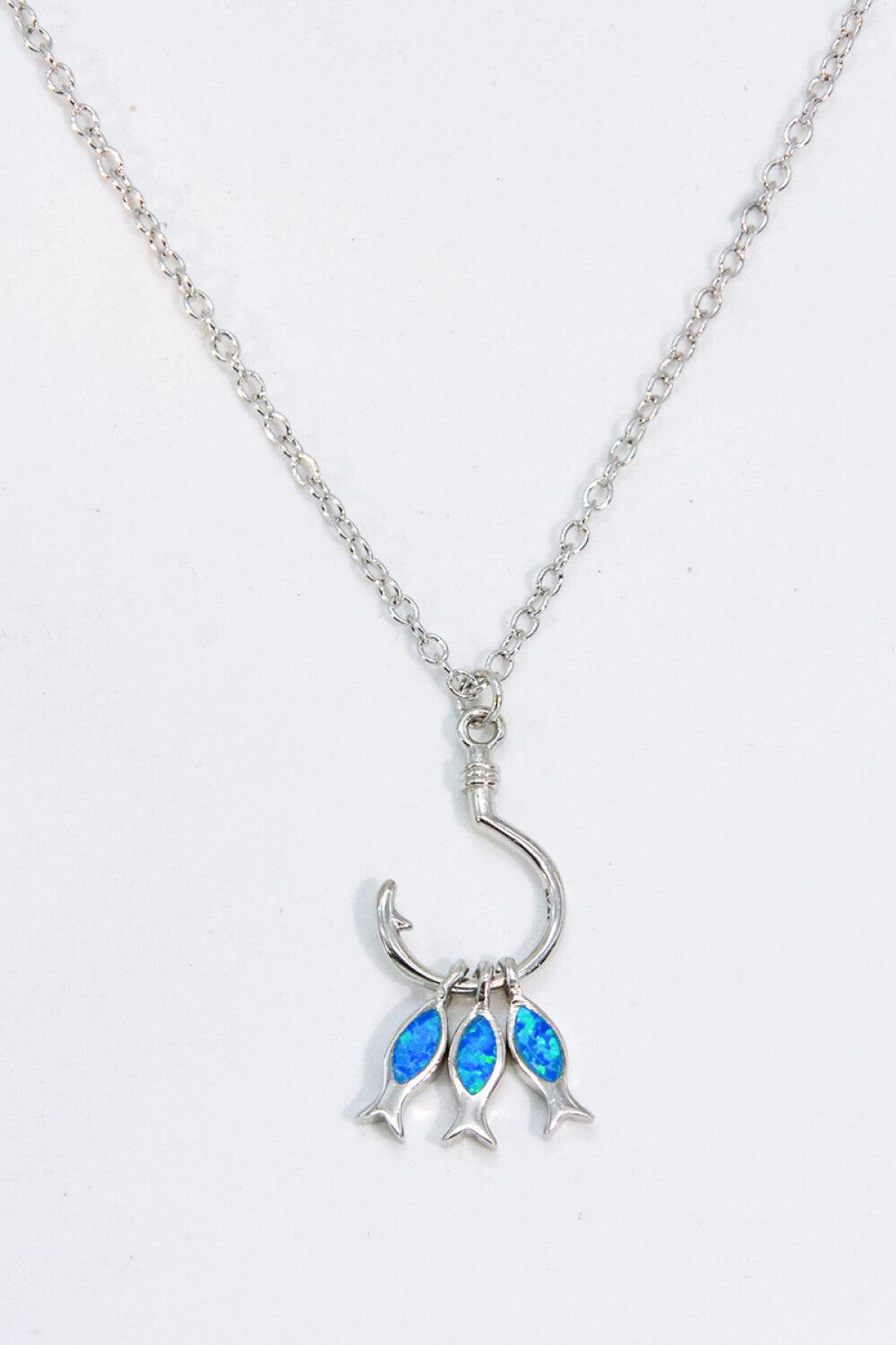 Opal Fish 925 Sterling Silver Necklace BLUE ZONE PLANET