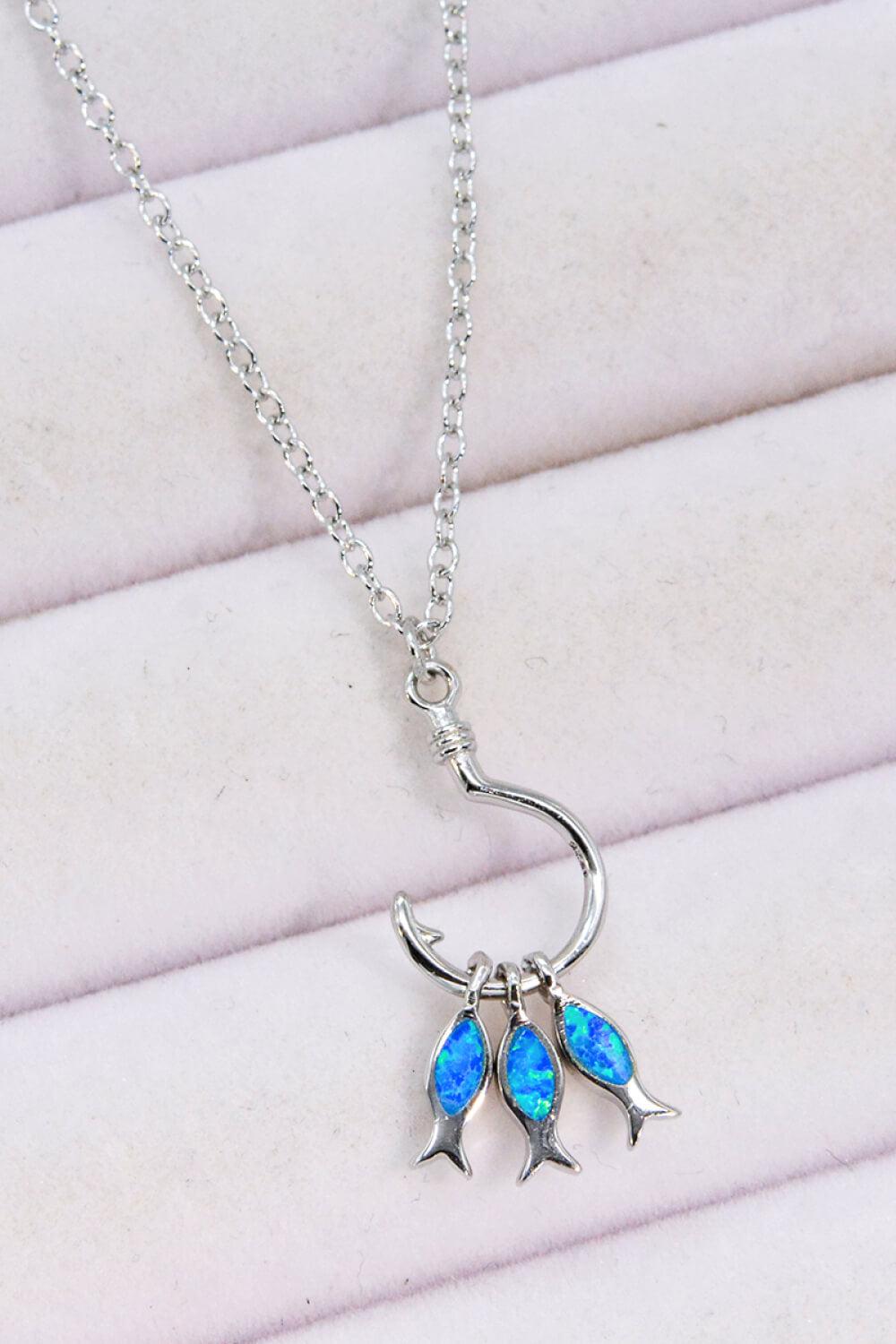 Opal Fish 925 Sterling Silver Necklace BLUE ZONE PLANET