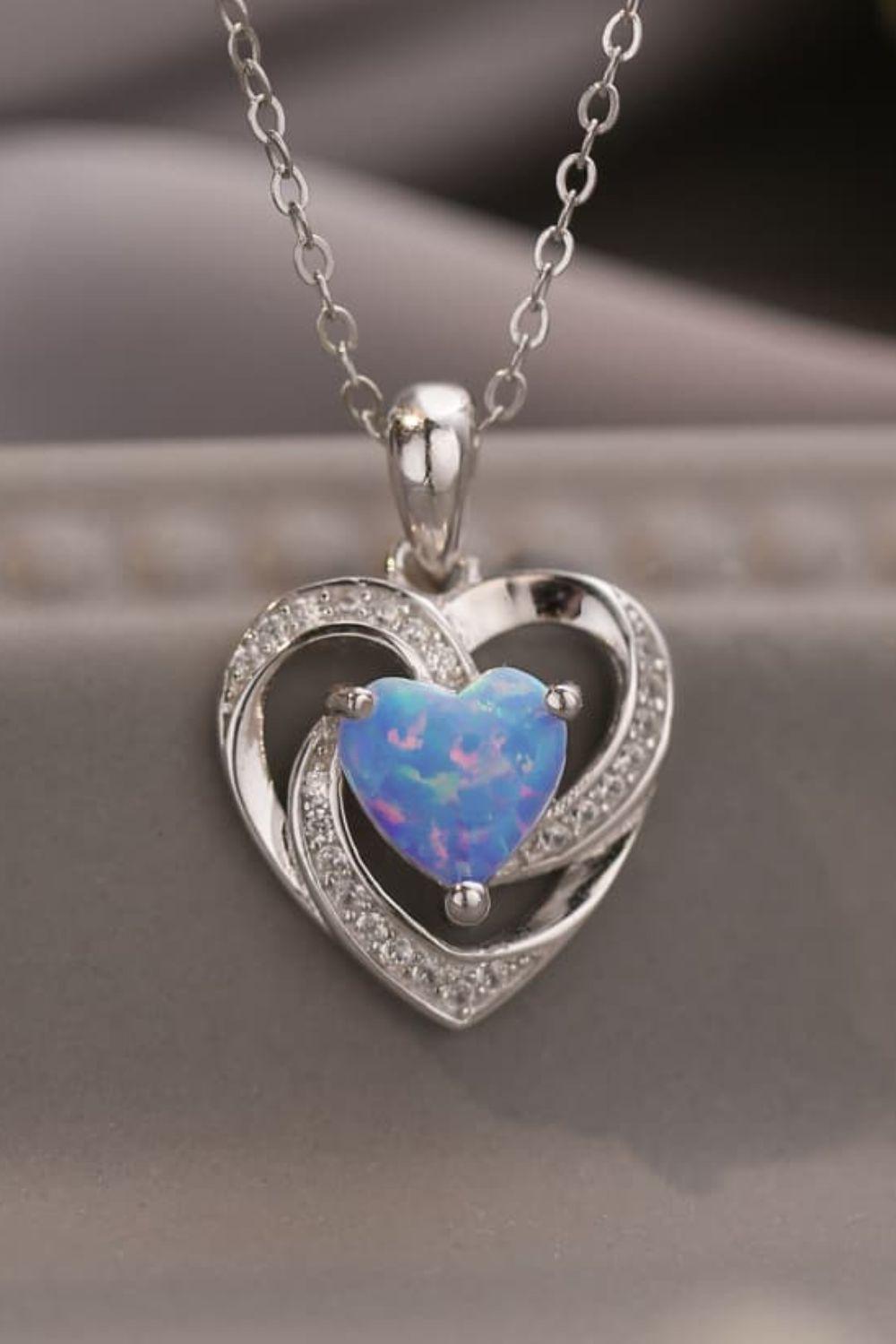 Opal Heart Pendant Necklace BLUE ZONE PLANET