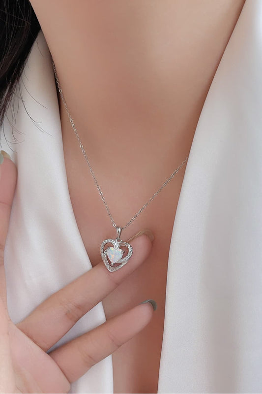 Opal Heart Pendant Necklace BLUE ZONE PLANET