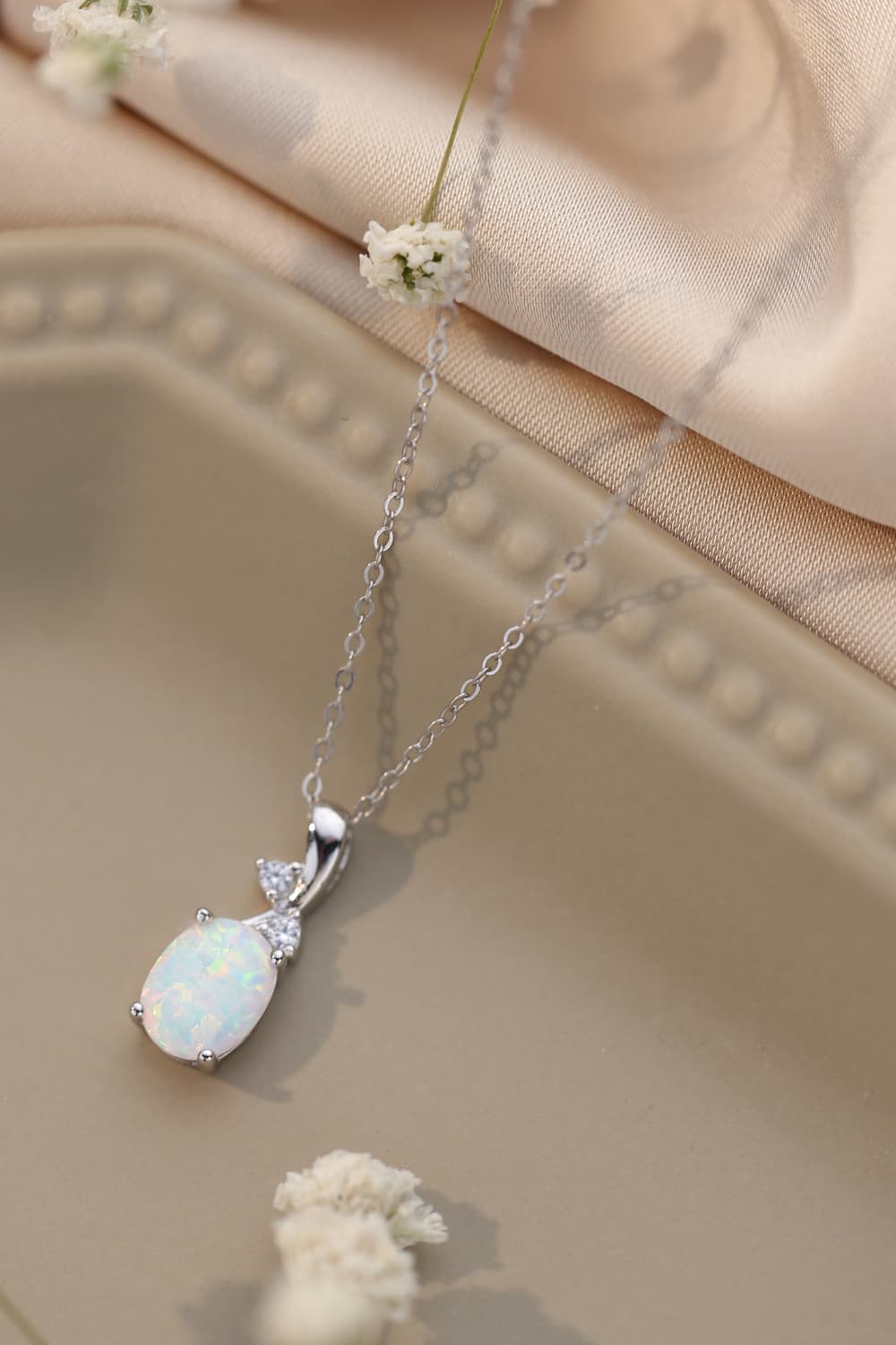 Opal Oval Pendant Chain Necklace BLUE ZONE PLANET