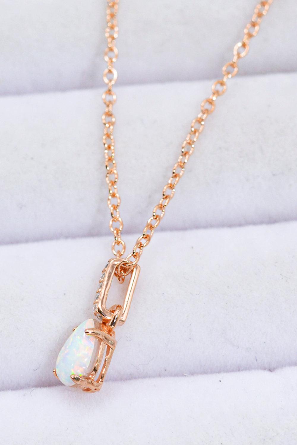 Opal Pendant 925 Sterling Silver Chain-Link Necklace BLUE ZONE PLANET