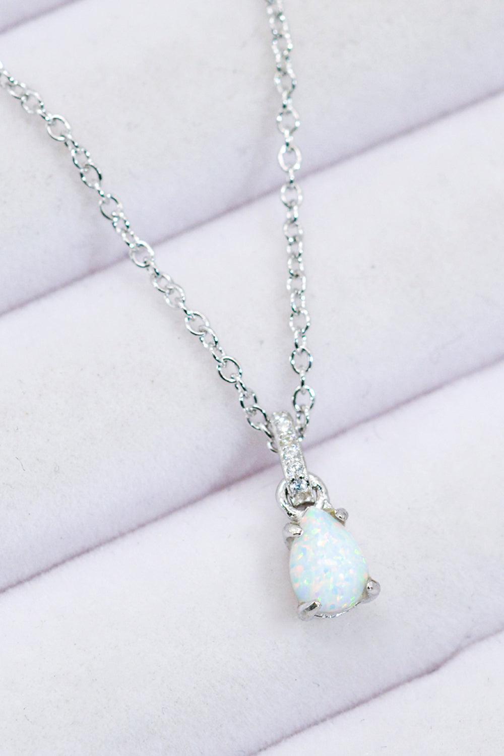 Opal Pendant 925 Sterling Silver Chain-Link Necklace BLUE ZONE PLANET