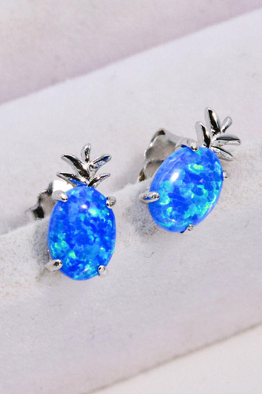 Opal Pineapple Platinum-Plated Earrings BLUE ZONE PLANET