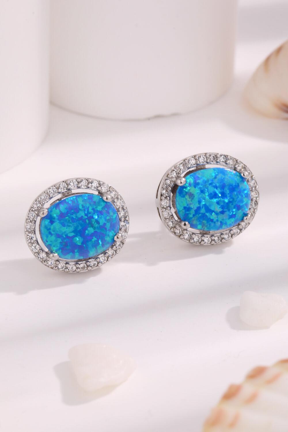 Opal Round Earrings BLUE ZONE PLANET