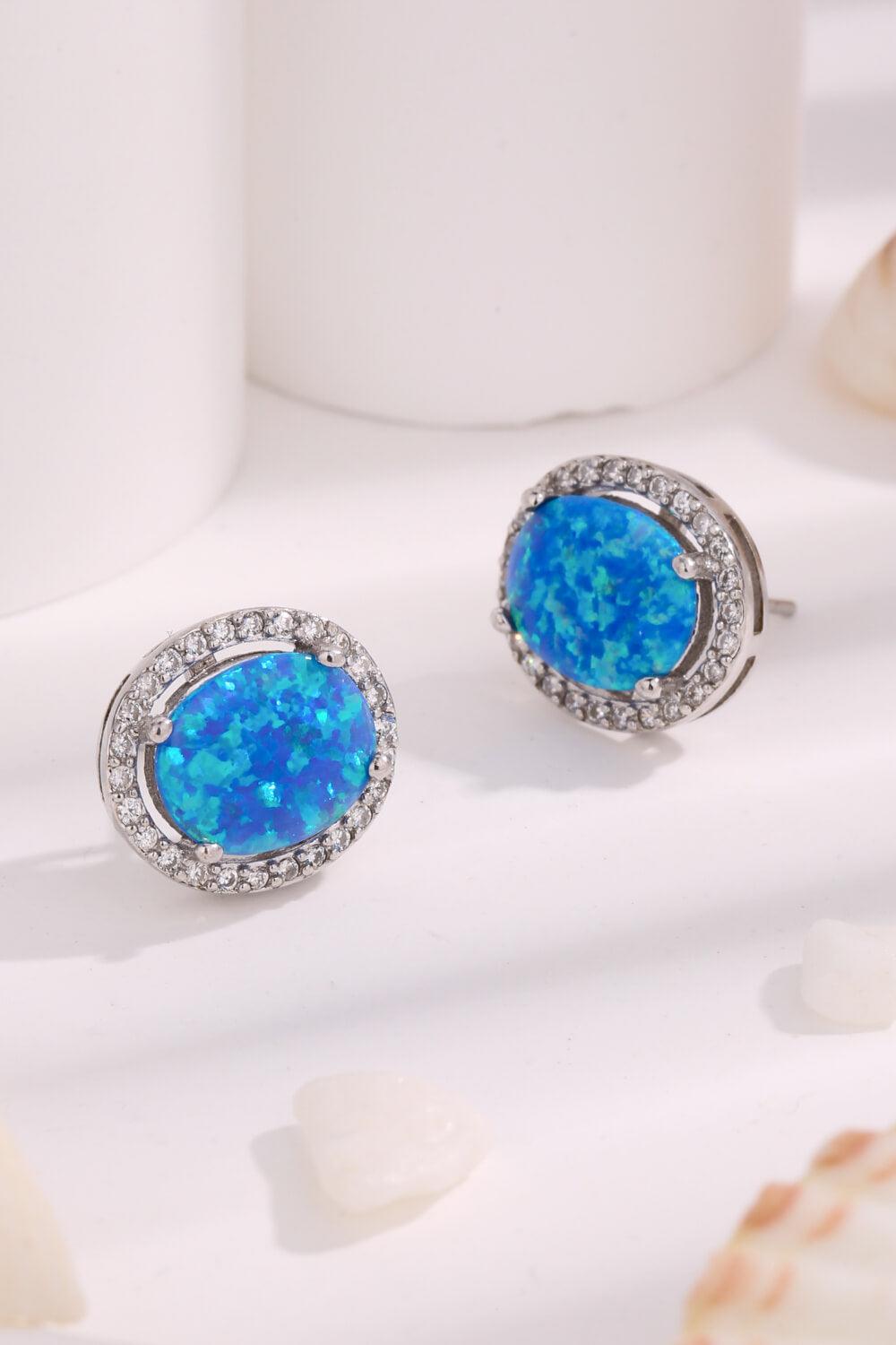 Opal Round Earrings BLUE ZONE PLANET