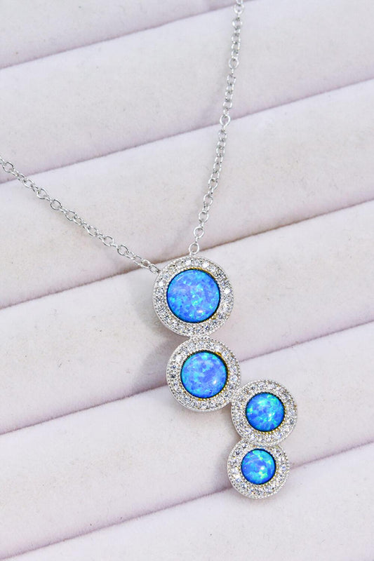 Opal Round Pendant Chain-Link Necklace BLUE ZONE PLANET