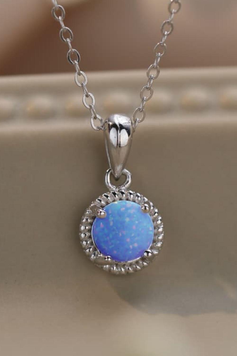 Opal Round Pendant Chain Necklace BLUE ZONE PLANET