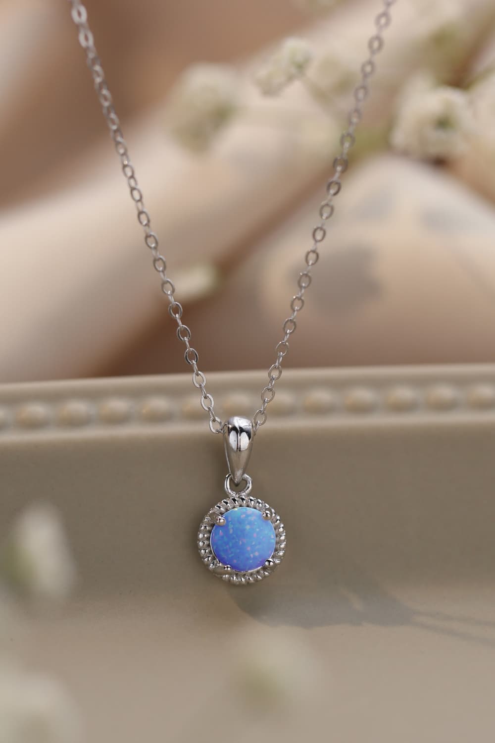 Opal Round Pendant Chain Necklace BLUE ZONE PLANET