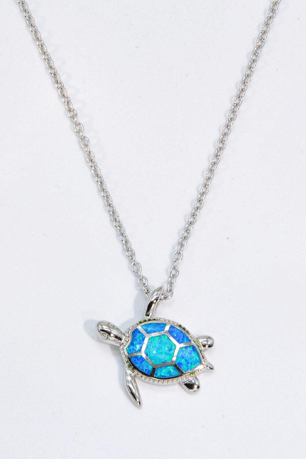 Opal Turtle Pendant Chain-Link Necklace BLUE ZONE PLANET