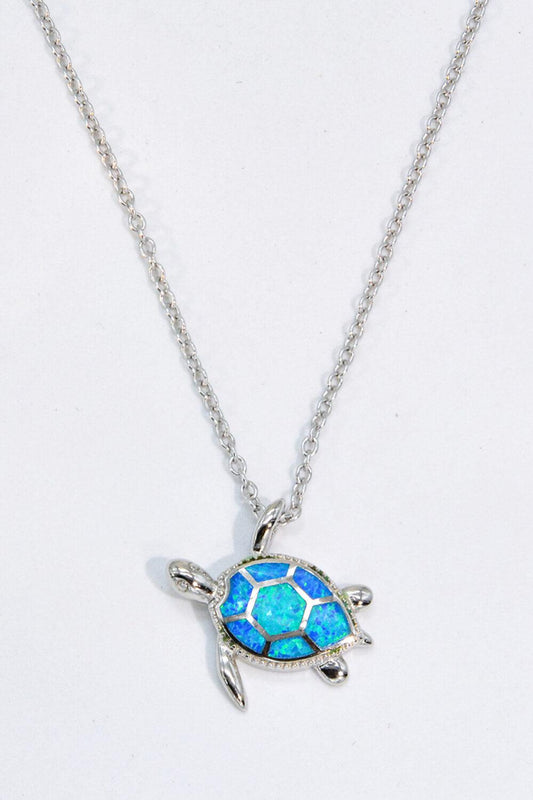 Opal Turtle Pendant Chain-Link Necklace BLUE ZONE PLANET