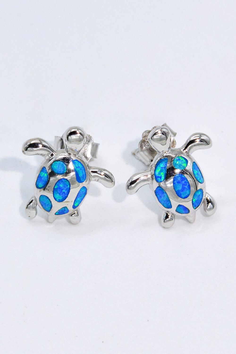 Opal Turtle Platinum-Plated Stud Earrings BLUE ZONE PLANET