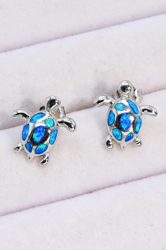 Opal Turtle Platinum-Plated Stud Earrings BLUE ZONE PLANET