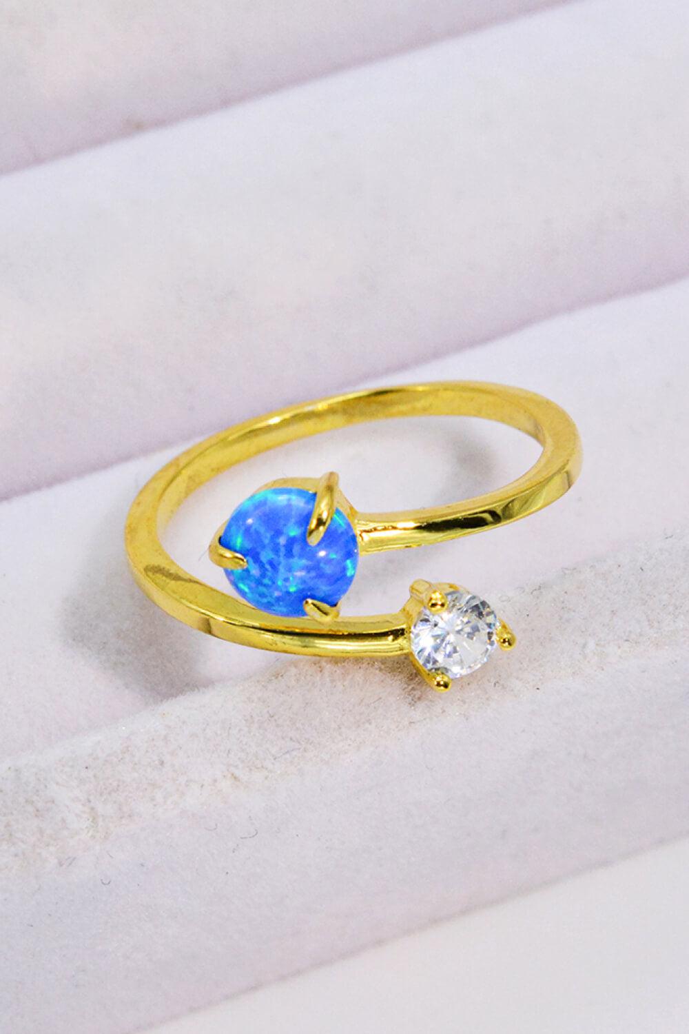 Opal and Zircon Open Ring BLUE ZONE PLANET