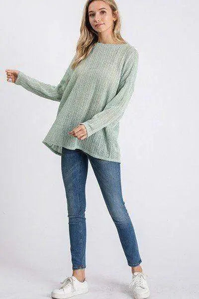Open Back Detail Long Sleeve Top With Self Tie Blue Zone Planet