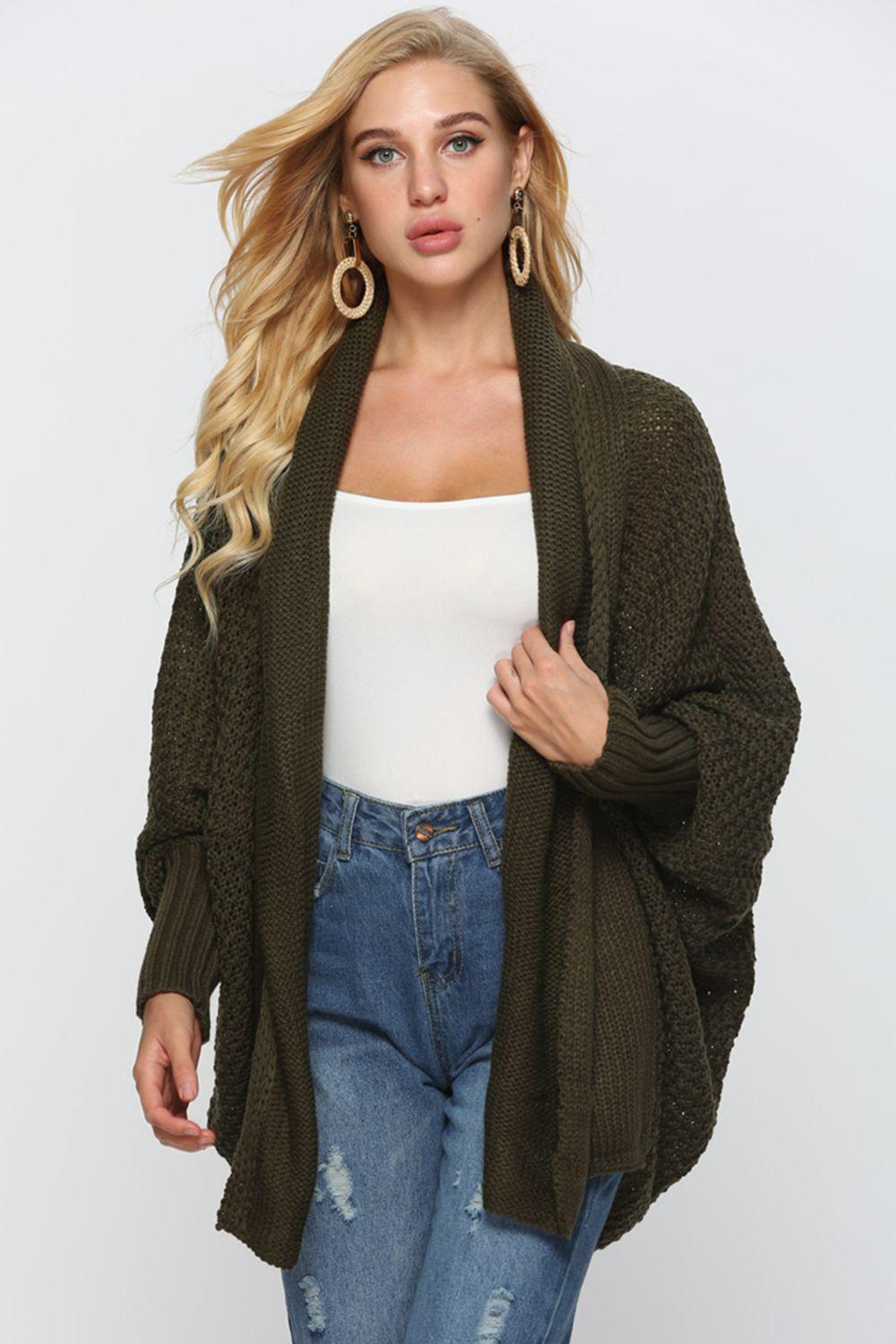 Open Front Dolman Sleeve Longline Cardigan BLUE ZONE PLANET