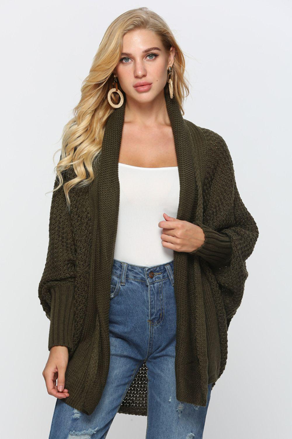 Open Front Dolman Sleeve Longline Cardigan BLUE ZONE PLANET