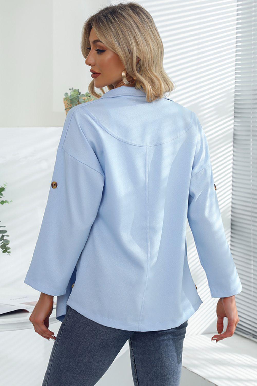 Open Front Drop Shoulder Trench Coat BLUE ZONE PLANET