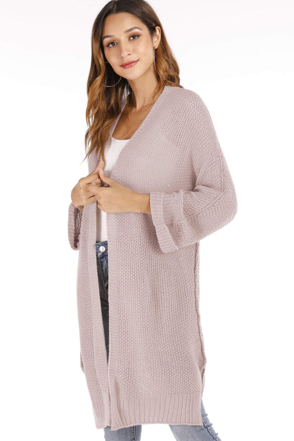 Open Front Slit Exposed Seam Cardigan-TOPS / DRESSES-[Adult]-[Female]-Blue Zone Planet
