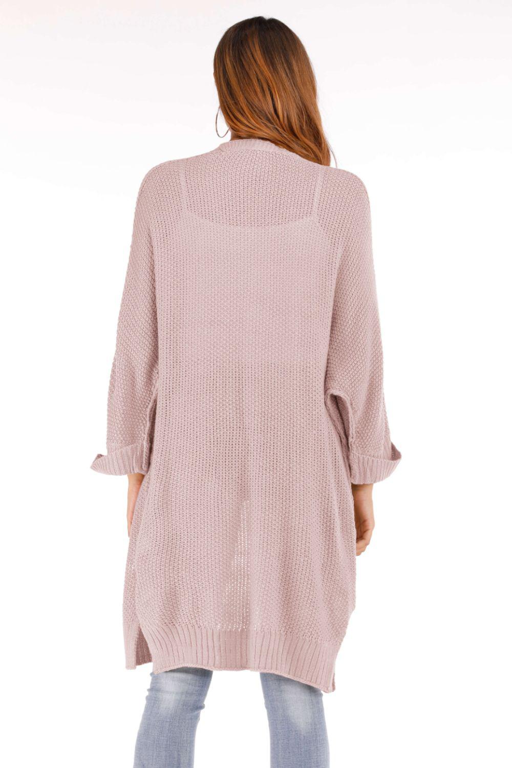 Open Front Slit Exposed Seam Cardigan-TOPS / DRESSES-[Adult]-[Female]-Blue Zone Planet
