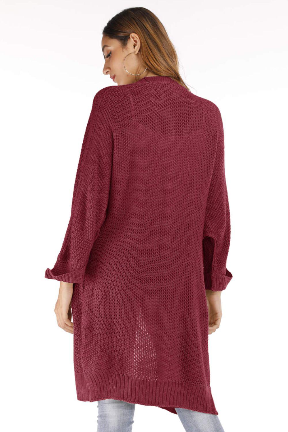 Open Front Slit Exposed Seam Cardigan-TOPS / DRESSES-[Adult]-[Female]-Blue Zone Planet