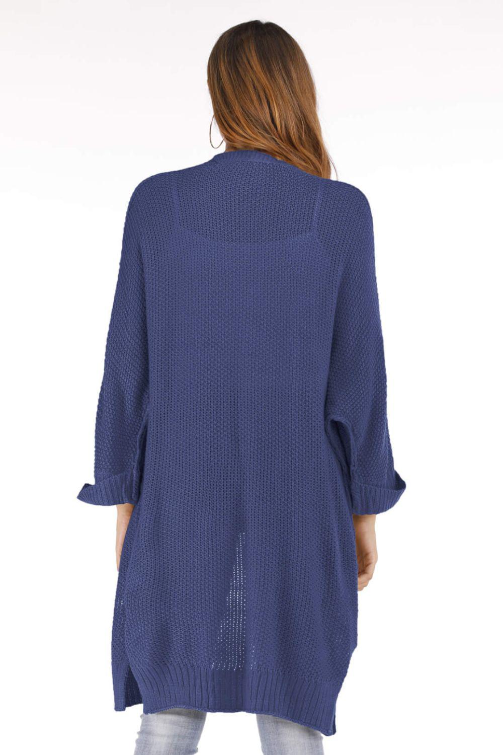 Open Front Slit Exposed Seam Cardigan-TOPS / DRESSES-[Adult]-[Female]-Blue Zone Planet