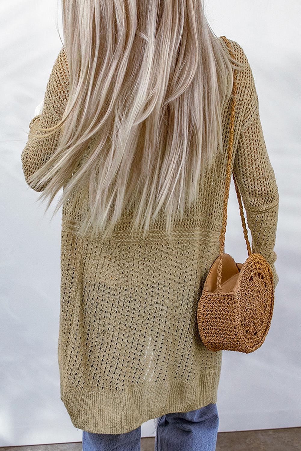 Openwork Dropped Shoulder Open Front Cardigan-TOPS / DRESSES-[Adult]-[Female]-2022 Online Blue Zone Planet