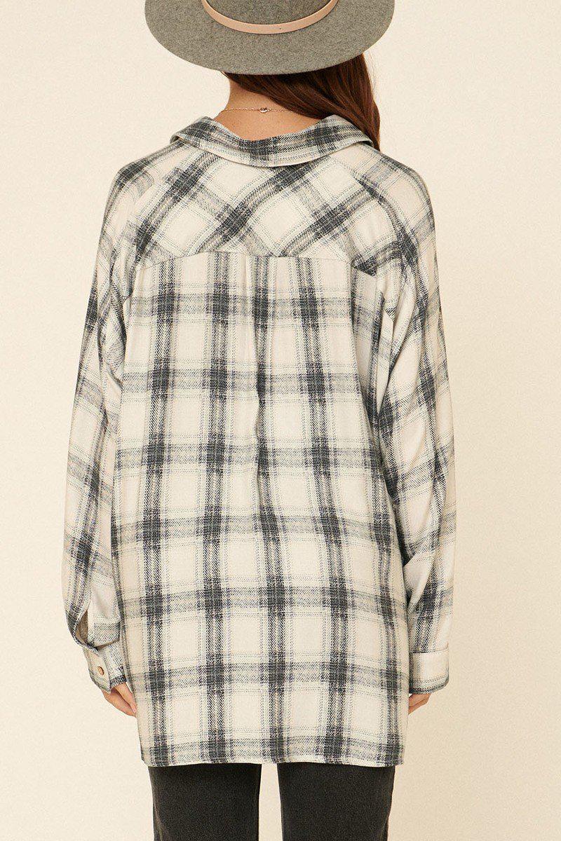 Oversized Loose Fit Plaid Shirt Blue Zone Planet