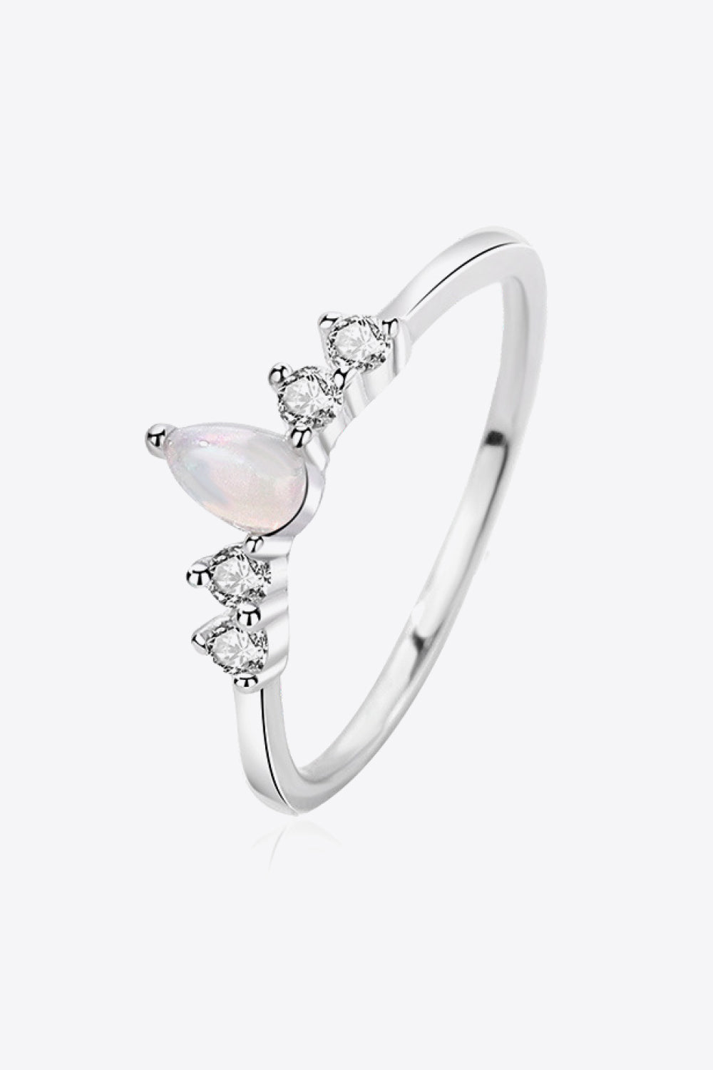 Pear Shape Opal Inlaid Zircon Ring-TOPS / DRESSES-[Adult]-[Female]-Silver-One Size-2022 Online Blue Zone Planet