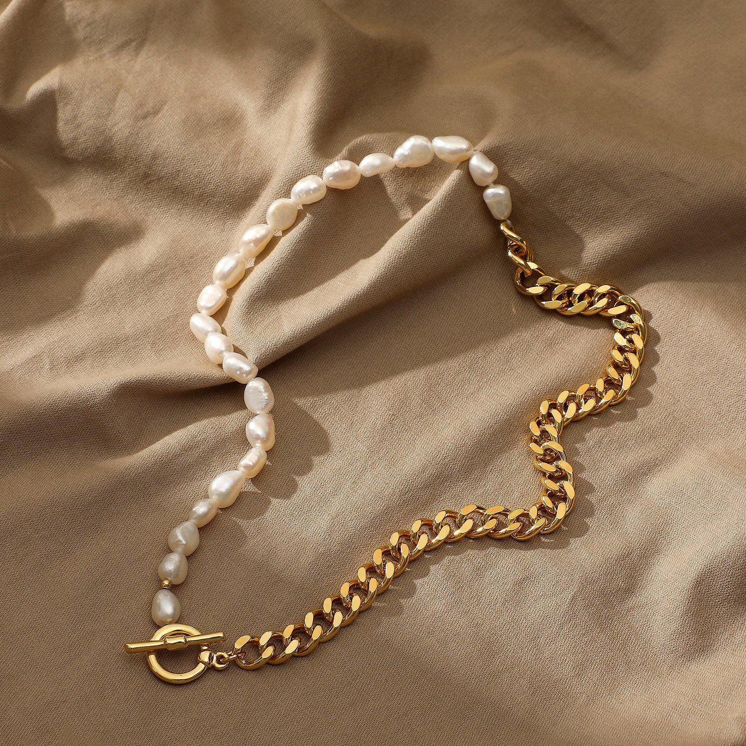 Pearl Gold Necklace-JEWELRY-[Adult]-[Female]-Gold-Blue Zone Planet