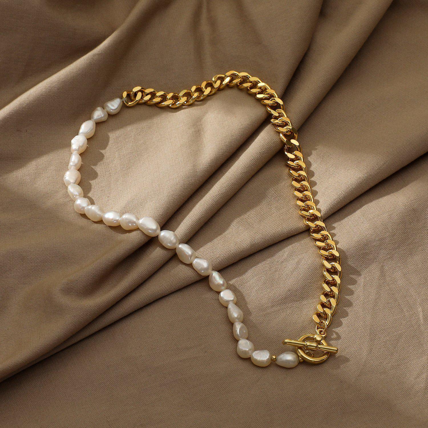 Pearl Gold Necklace-JEWELRY-[Adult]-[Female]-Gold-Blue Zone Planet