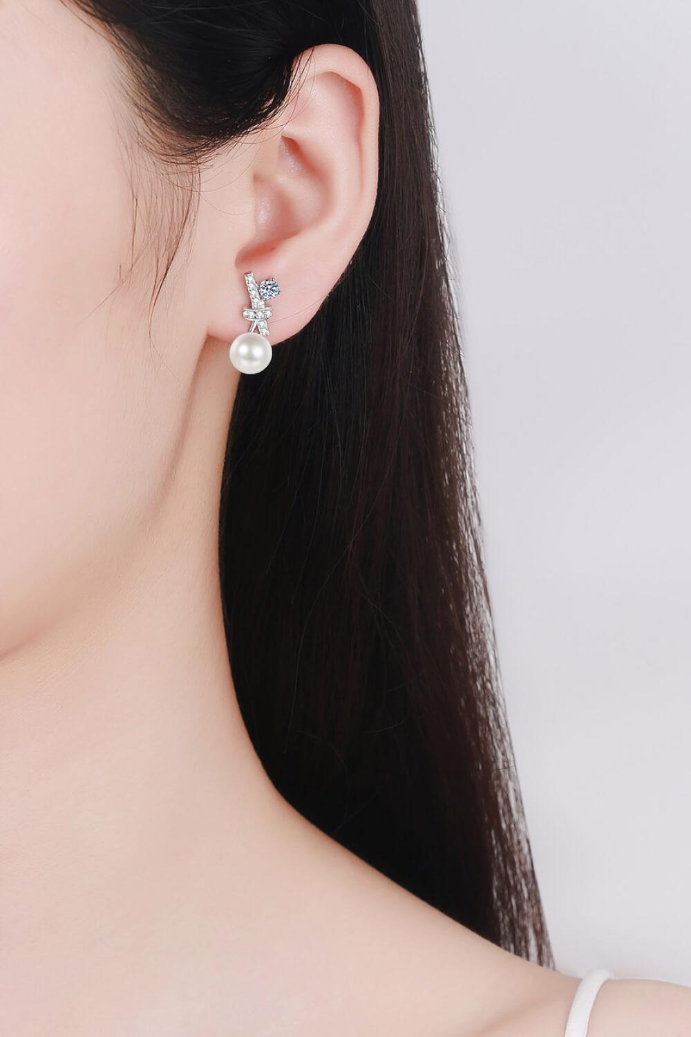 Pearl Moissanite Stud Earrings BLUE ZONE PLANET