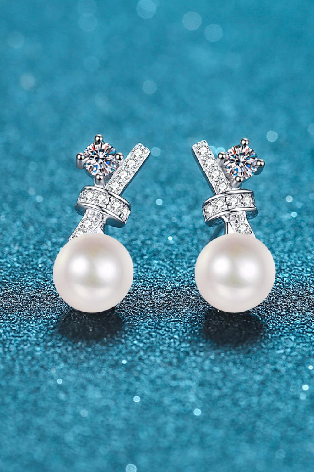 Pearl Moissanite Stud Earrings BLUE ZONE PLANET