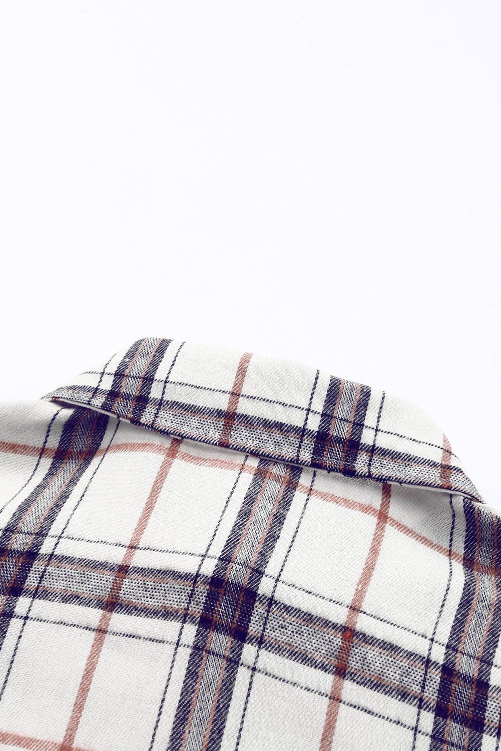 Plaid High-Low Shacket with Slit BLUE ZONE PLANET