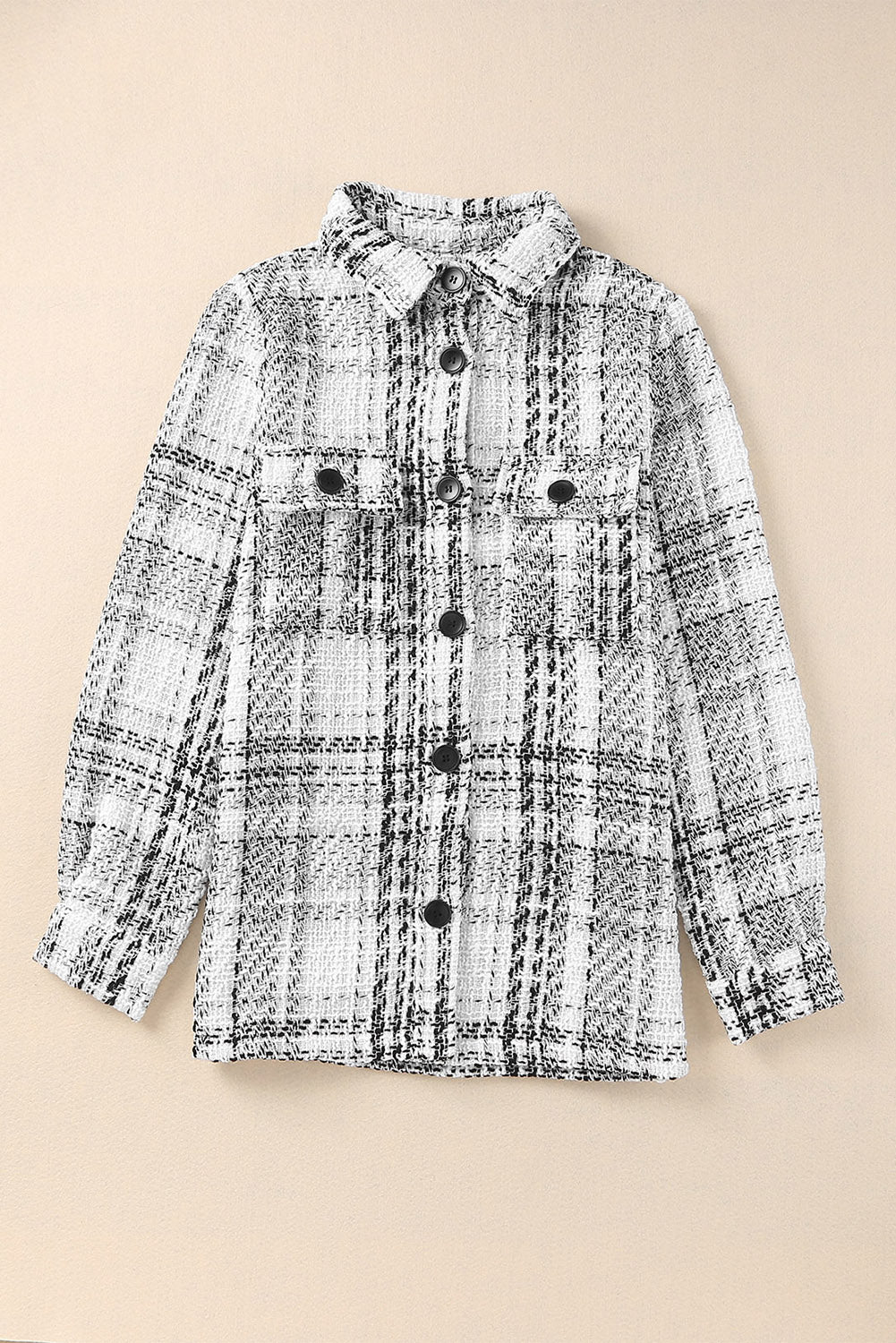 Plaid Pocketed Long Sleeve Shirt Jacket-TOPS / DRESSES-[Adult]-[Female]-2022 Online Blue Zone Planet