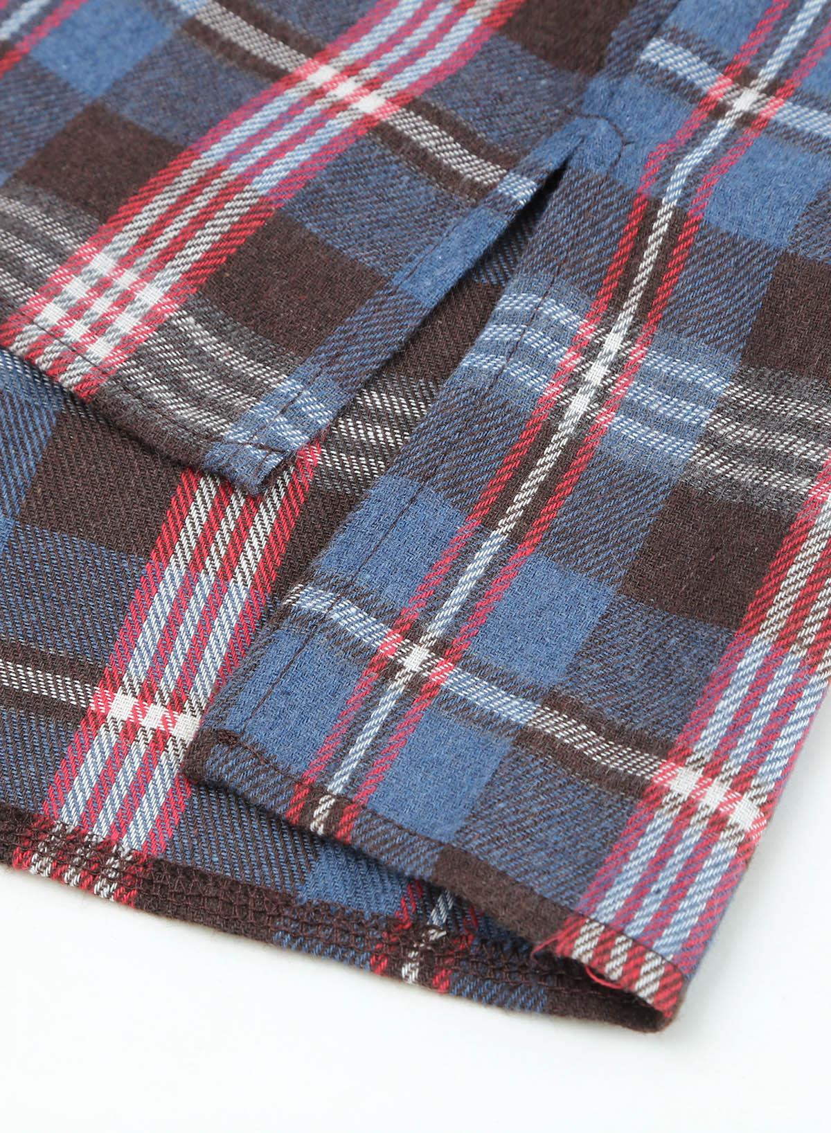 Plaid Slit High-Low Shirt with Pockets-TOPS / DRESSES-[Adult]-[Female]-2022 Online Blue Zone Planet