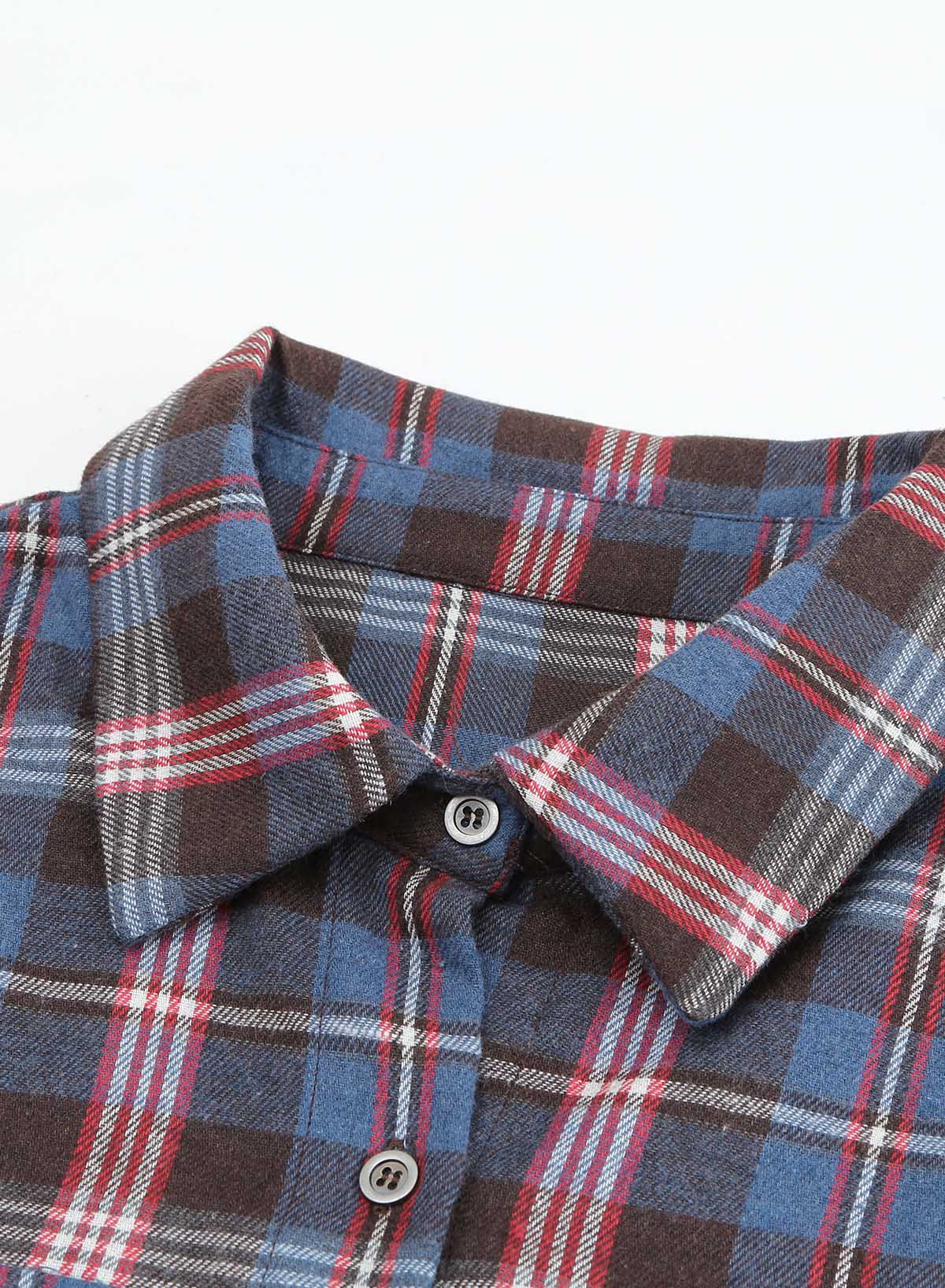 Plaid Slit High-Low Shirt with Pockets-TOPS / DRESSES-[Adult]-[Female]-2022 Online Blue Zone Planet