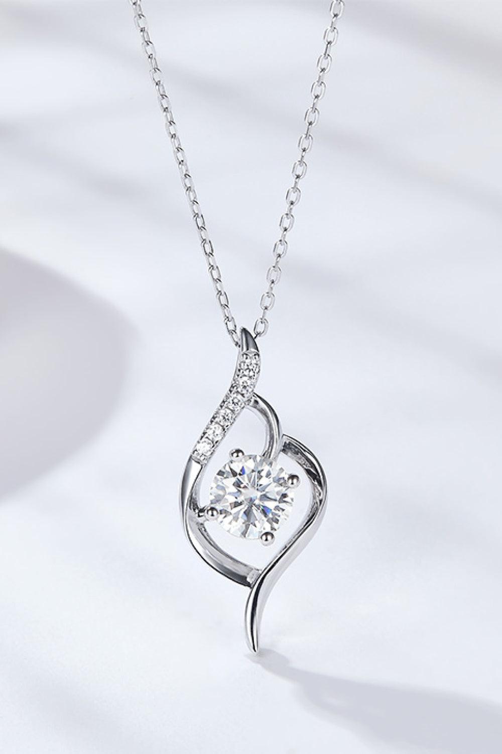 Platinum-Plated 1 Carat Moissanite Pendant Necklace BLUE ZONE PLANET