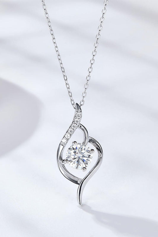 Platinum-Plated 1 Carat Moissanite Pendant Necklace BLUE ZONE PLANET