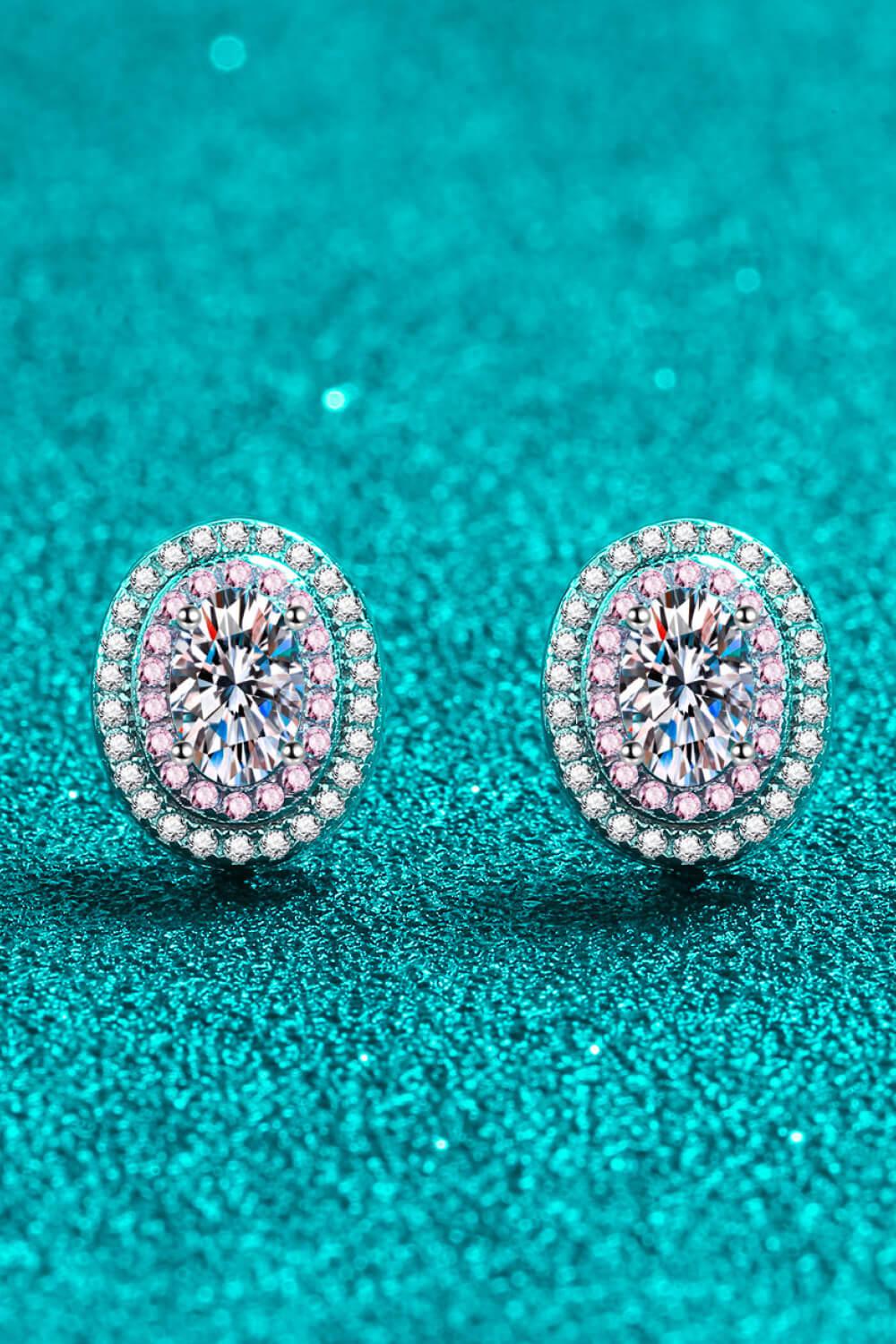 Platinum-Plated Moissanite Stud Earrings BLUE ZONE PLANET